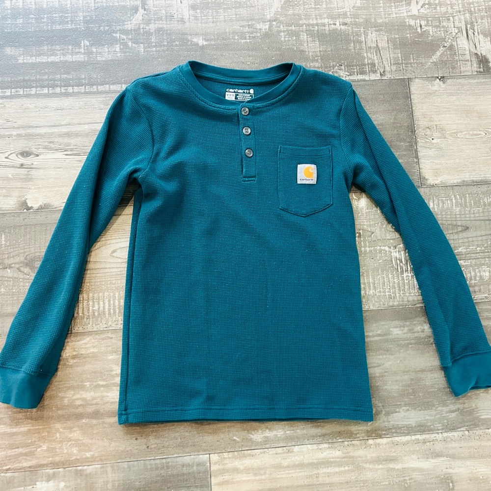 Carhartt Teal Henley Shirt with Pocket Boys Youth M